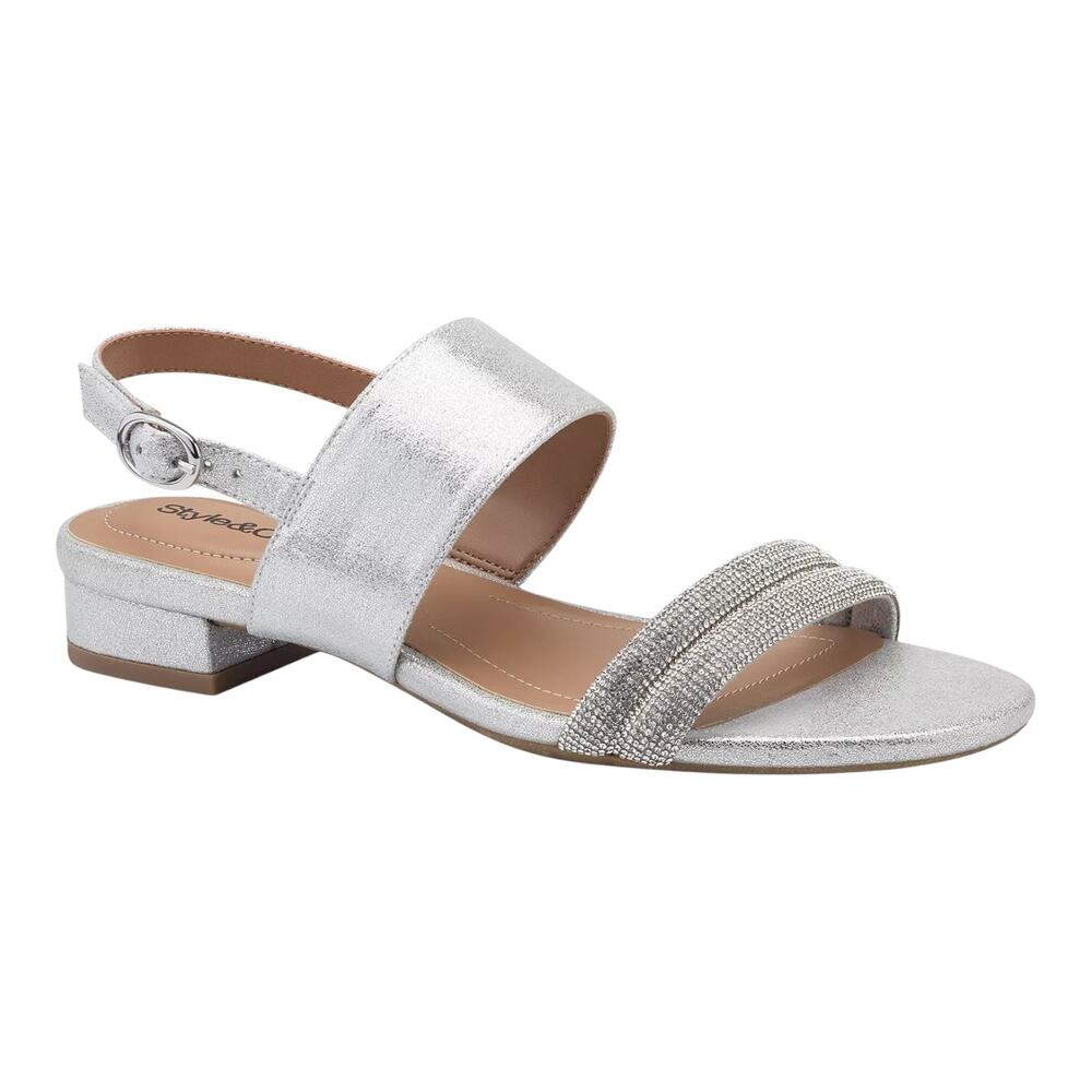 Style & Co Women's Selbiee Slingback Dress Sandals Silver Sizw 7 1/2